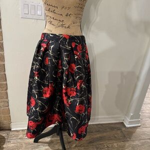 Floral Black and Red Skirt
